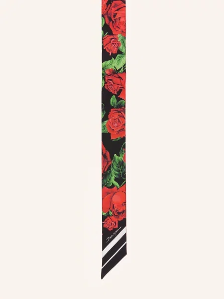 Dolce & Gabbana Hedvábný Šátek / červená / zelená černá