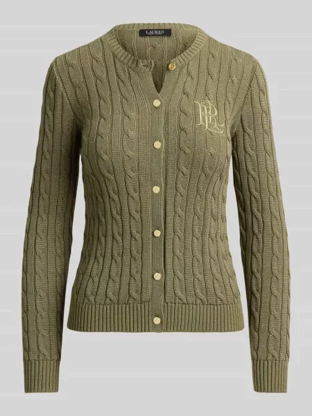 Kardigan rozpinany o kroju regular fit z czystej bawełny z wyhaftowanym logo Lauren Ralph Lauren
