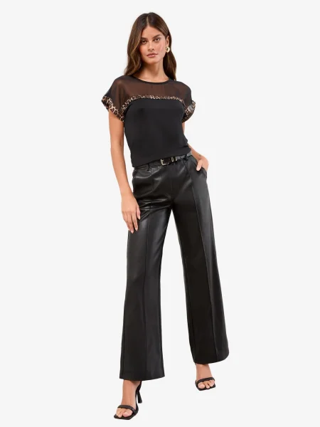 Lipsy Tricou crem / maro negru