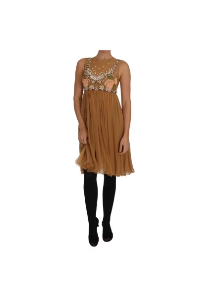 Sukienka koktajlowa Dolce And Gabbana w kształcie litery A brązowa