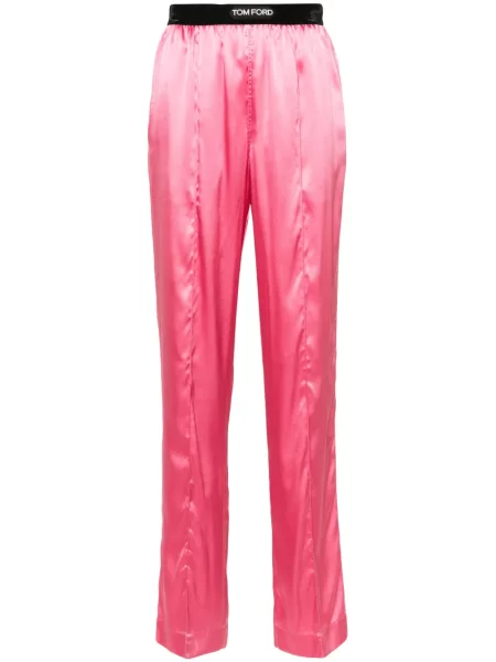 Pantaloni Tom Ford de mătase roz