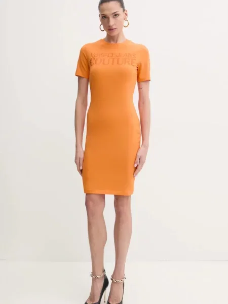 Сукня Versace Jeans Couture mini облягаюча помаранчевий