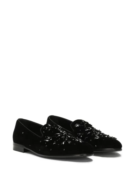 Kambarinės šlepetės Dolce & Gabbana velvetinės su kristalais juoda