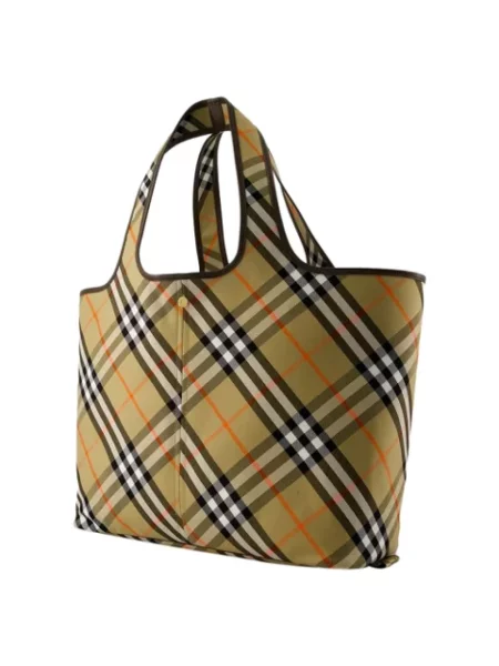 Wielobarwność shopperka Burberry płócienna w kratkę beżowa