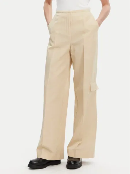 Calvin Klein Текстилни панталони Wide Leg сив