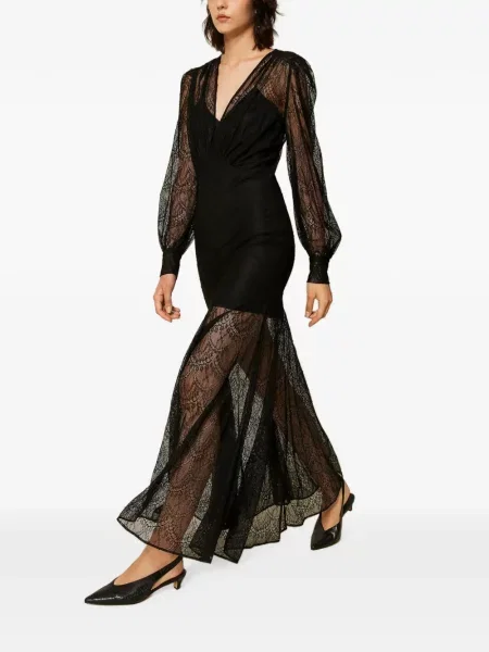 Lung rochie Twinset din dantelă negru