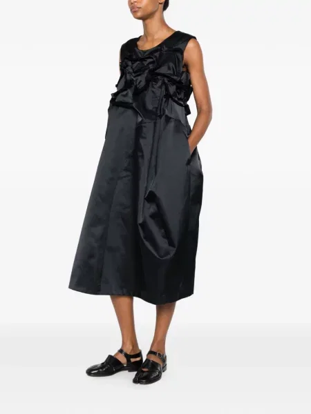 Rochie midi Comme Des Garçons din satin cu volane negru