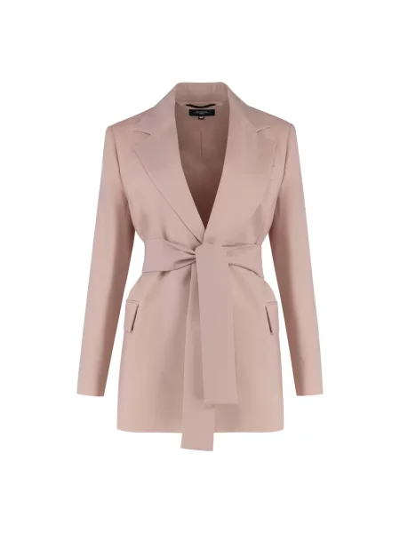 Marynarka Weekend Max Mara wełniana z paskiem różowa