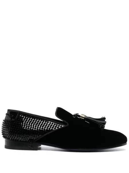 Pantofi loafer Philipp Plein de catifea cu tepi negru