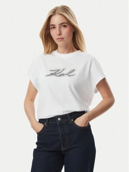 KARL LAGERFELD T-Shirt Rhinestone λευκό