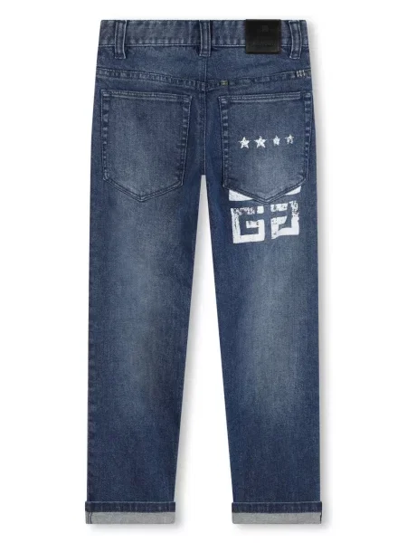 Jeansy straight leg dziecięce Givenchy niebieskie