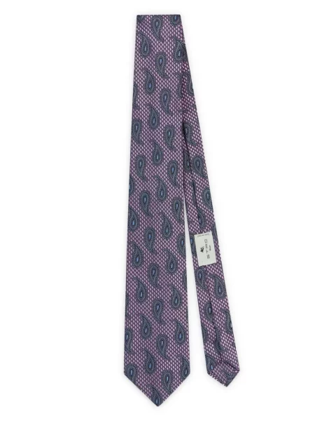 Cravată Etro cu imagine cu model paisley violet