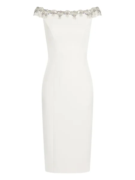 Rochie midi Jenny Packham până la genunchi de costum alb