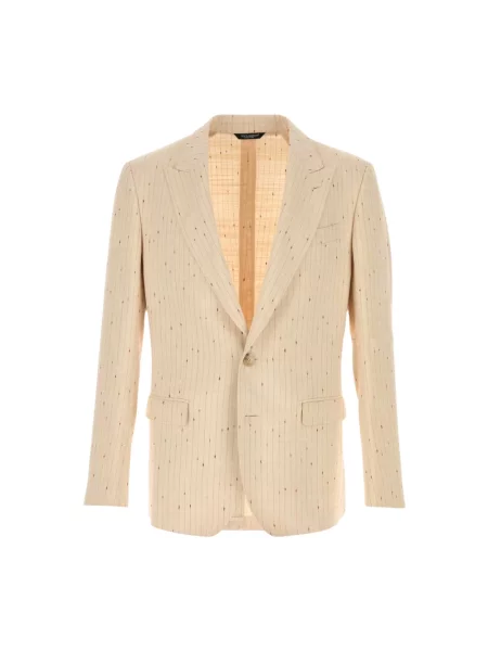 Haftowany garnitur Dolce And Gabbana wełniany beżowy