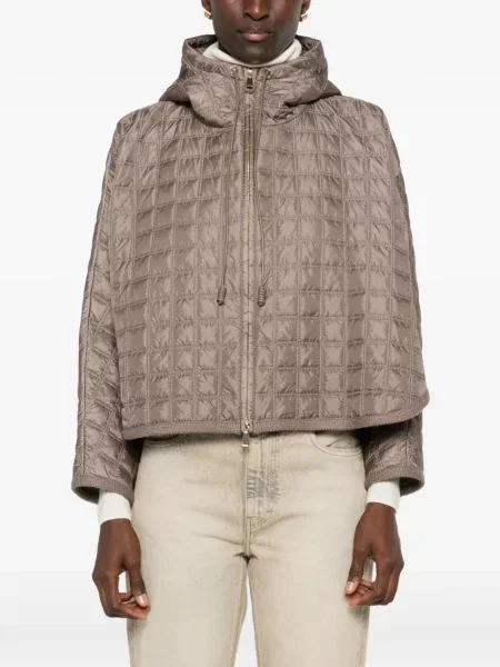 Geacă Moncler cu glugă maro