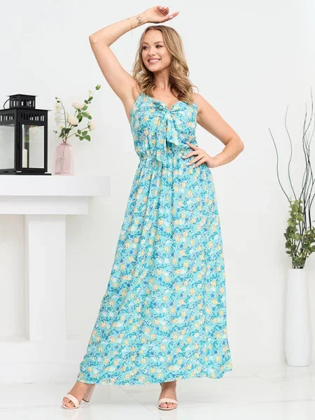 Rochie maxi Resti cu model floral de costum albastru