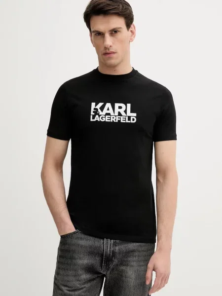 Тениска Karl Lagerfeld с принт черно