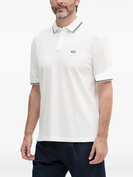 Tricou polo Armani Exchange cu broderie alb