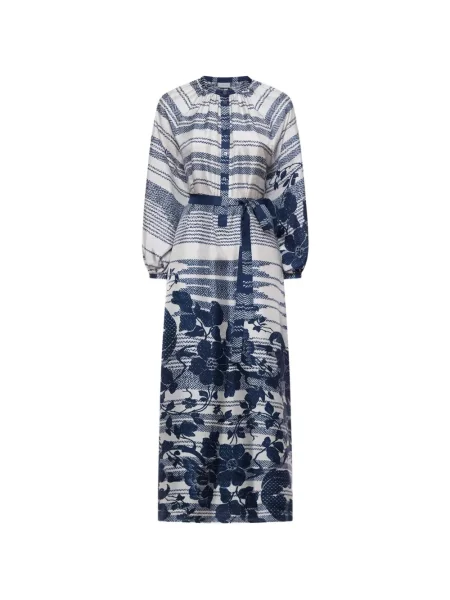 Rochie tip cămașă Pierre-louis Mascia cu model floral cu imagine până la genunchi albastru