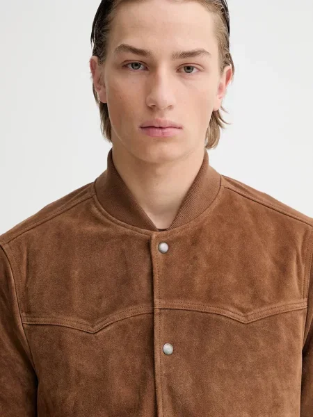 Замшевая демисезонная куртка Allsaints коричневая
