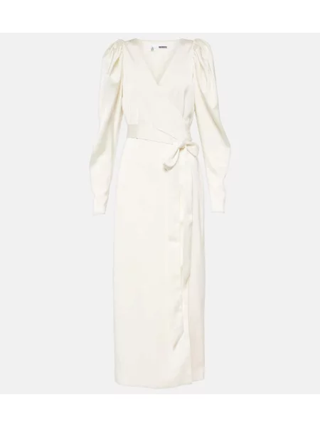 Rochie Rotate din satin de costum alb