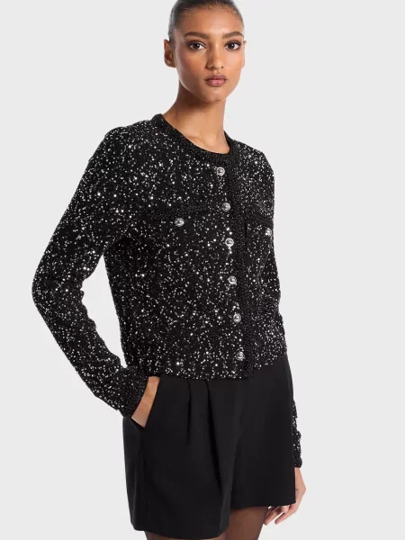 Клацання кардиган Michael Kors з паєтками чорний