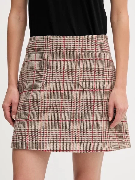 Fustă Tommy Hilfiger de lână maro