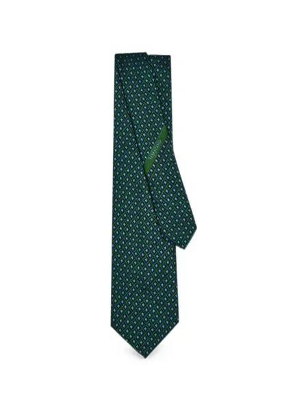 Cravată Ferragamo din jacard verde