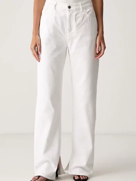 Le Privé jeansy straight DEMI JEANS BLANC białe
