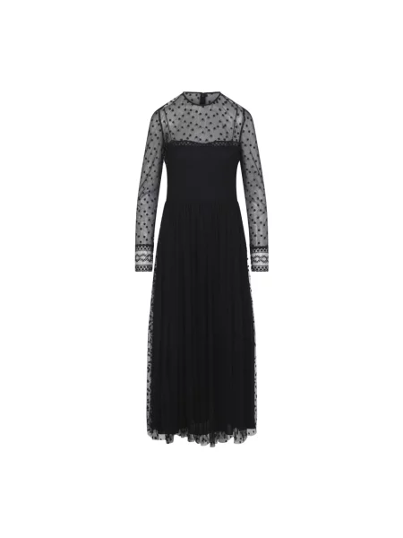 Sukienka midi Alberta Ferretti w grochy tiulowa czarna