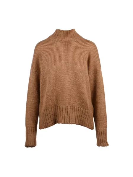 Sweter z golfem Alpha Studio wełniany brązowy