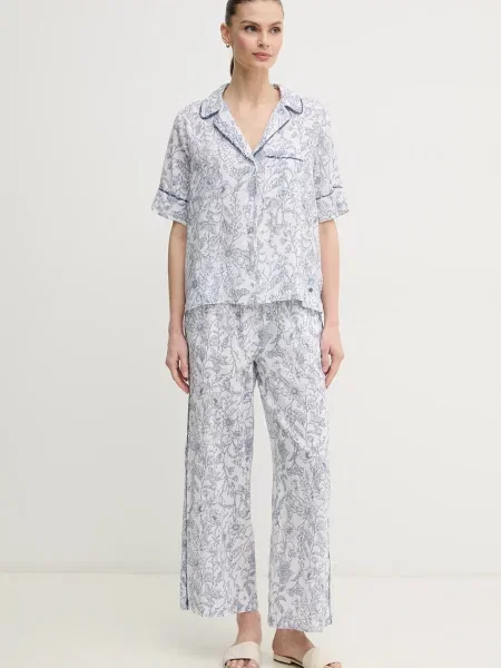 Pepe Jeans koszula lniana DORIS regular z kołnierzykiem klasycznym biały