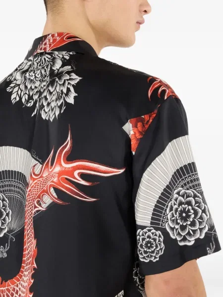 Svilena košulja Roberto Cavalli s printom crna