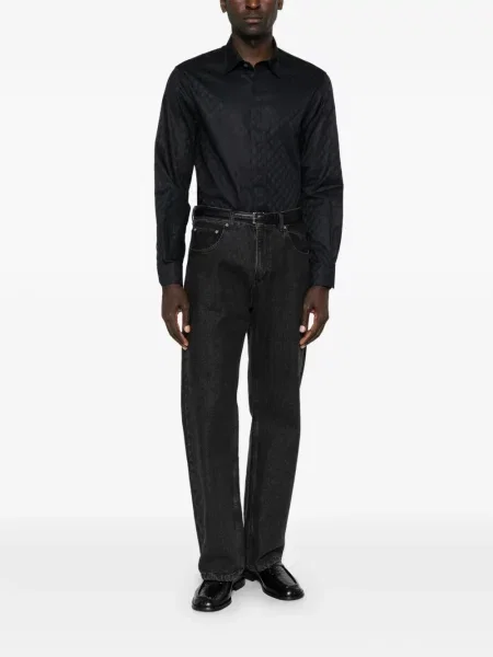 Πουκάμισο Emporio Armani ζακάρ με αυτόγραφο μπλε