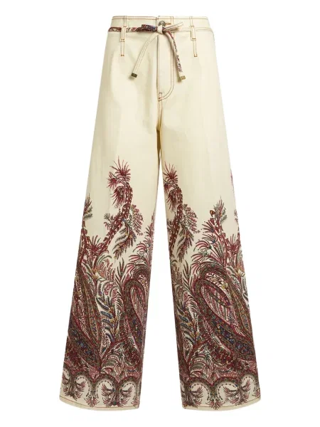 Blugi Etro cu imagine cu model paisley alb