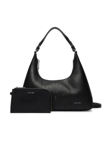 Calvin Klein Kabelka Emblem Aop Perfor Lthr Bag čierna