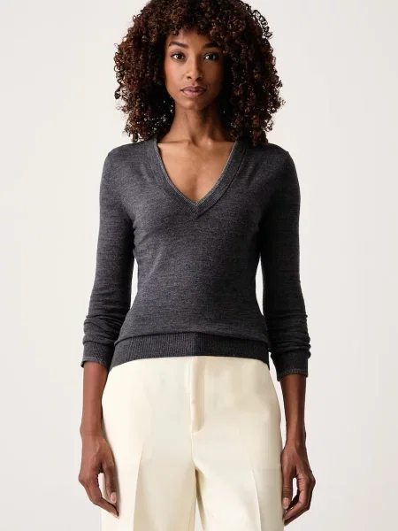 Guess pulover pentru femei din lână merino PRISCILLA gri