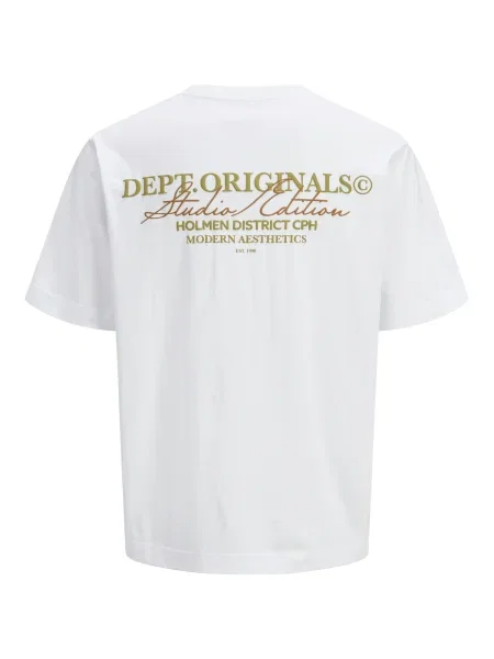 JACK & JONES Tričko JORISLINGTON karí / mandarínková biela
