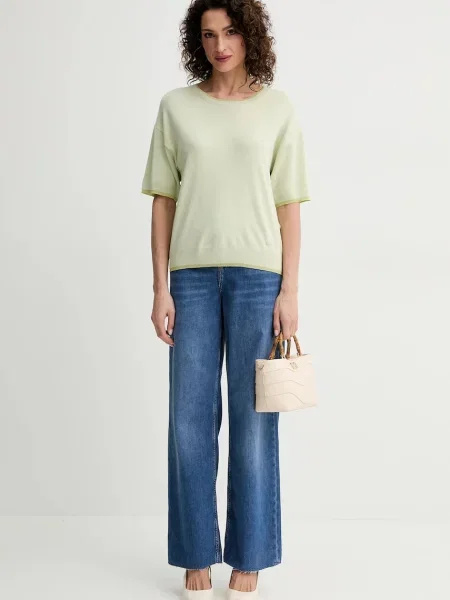 Szerokie jeansy Liu Jo z frędzli niebieskie