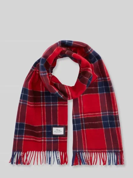Szal z czystej żywej wełny Tommy Hilfiger czerwona