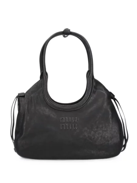 Geantă shopper Miu Miu din piele negru