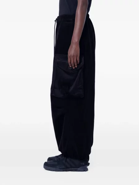 Pantaloni cargo Adidas de catifea cord negru