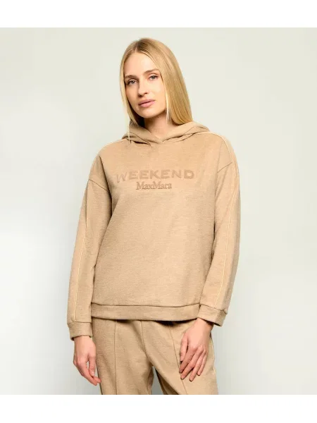 Weekend MaxMara Pulover Wkdvetrino | Relaxed fit cu adaos de lână bej