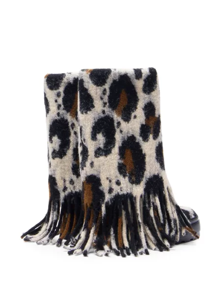 Botine Casadei cu franjuri cu model leopard