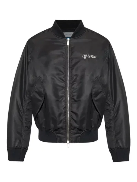 Geacă bomber Off-white cu broderie alb