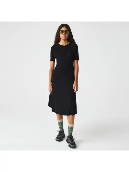 Lacoste Sukienka Z Dzianinowymi Detalami czarna