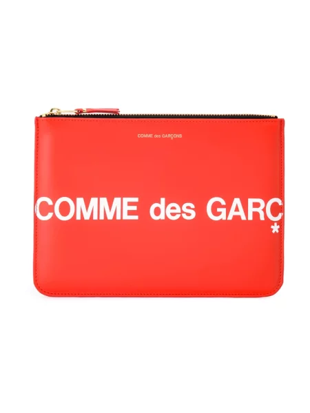 Portfel Comme Des Garcons skórzany z logo czerwony