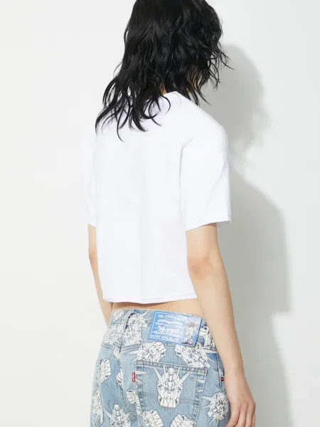 Tričko Fiorucci Angel Patch Padded Cropped T-Shirt bílé