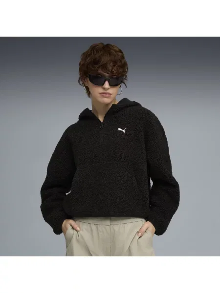 PUMA dzianinowa bluza oversize z kapturem Wardrobe Essentials Odzież S czarny