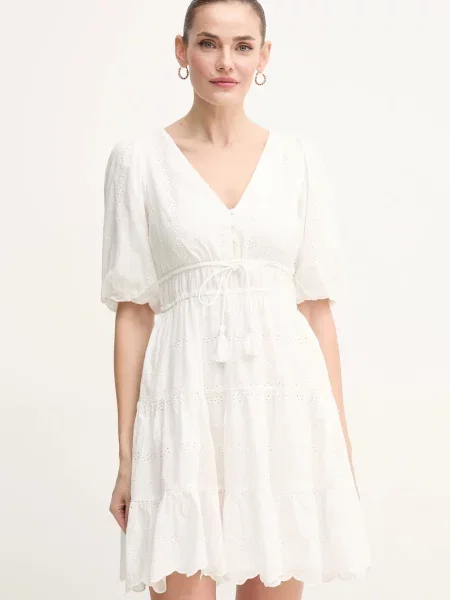 Pepe Jeans rochie din DAY bej mini evazati alb